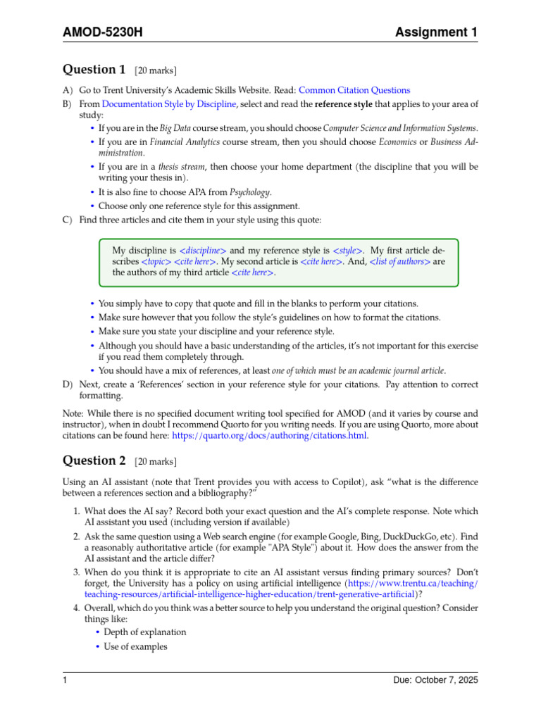 AMOD-5230H - Assignment 1(1) | PDF | Behavioural Sciences | Scholarly ...