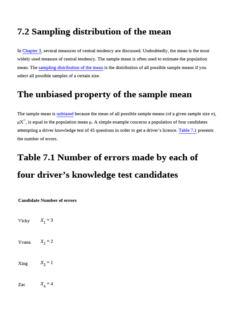 Basic Business Statistics ---- (7.2 Sampling Distribution of the Mean ...