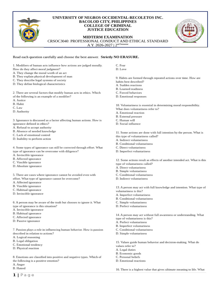 Crsoc3040 Professional Conduct and Ethical Standard | PDF | Integrity ...