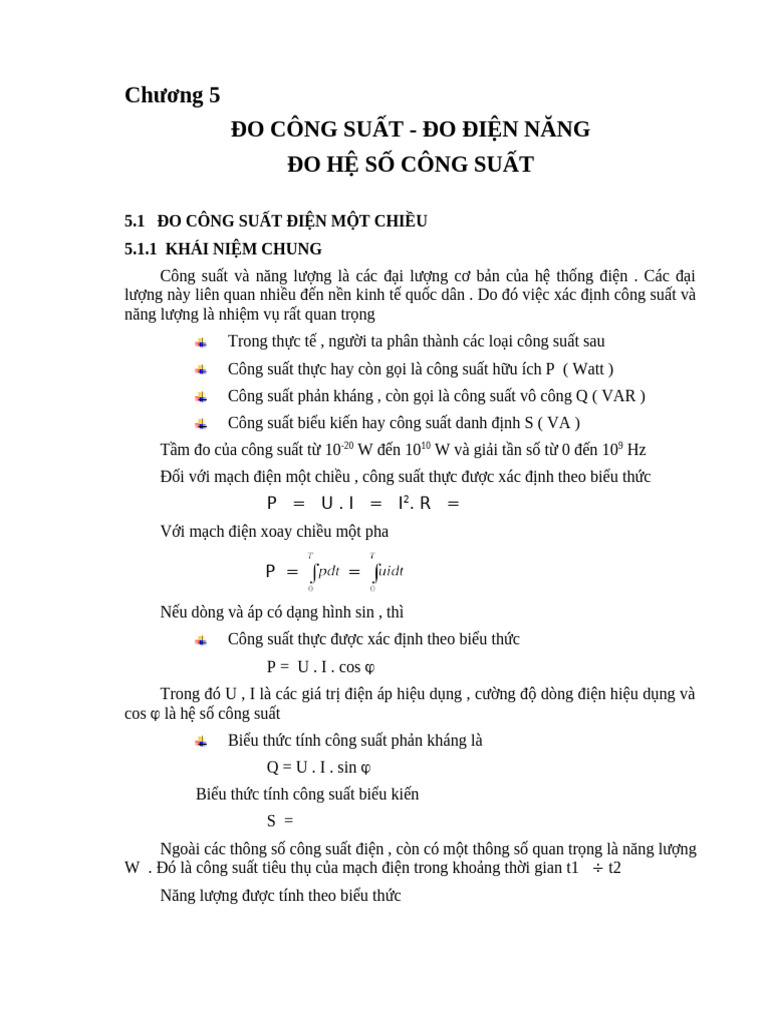 Chuong 5 Do Cong Suat Va Dien Nang 1 | PDF