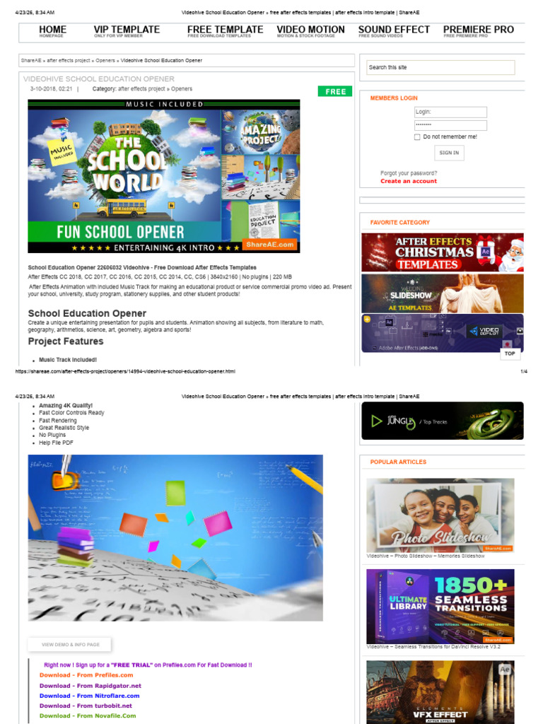 Videohive School Education Opener » Free After Effects Templates ...