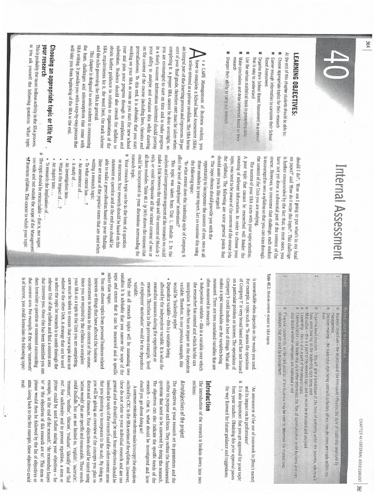 MOB Internal Assessment - Chapter 40 | PDF