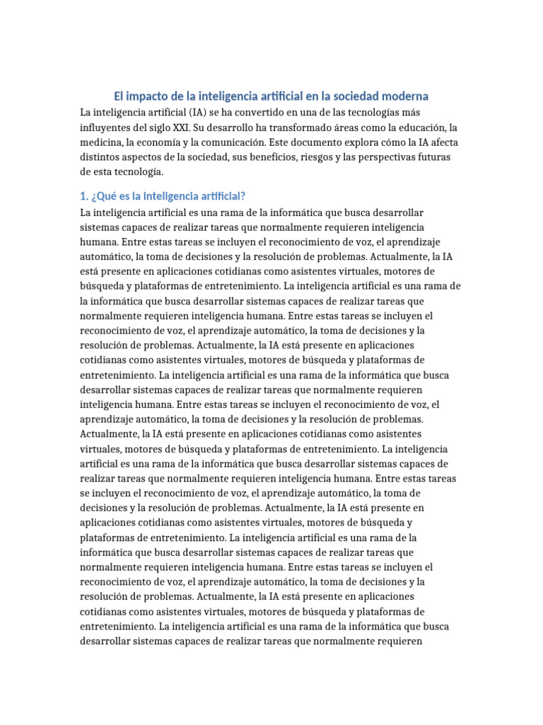 El Impacto de La IA | PDF | Inteligencia artificial | Inteligencia (IA ...