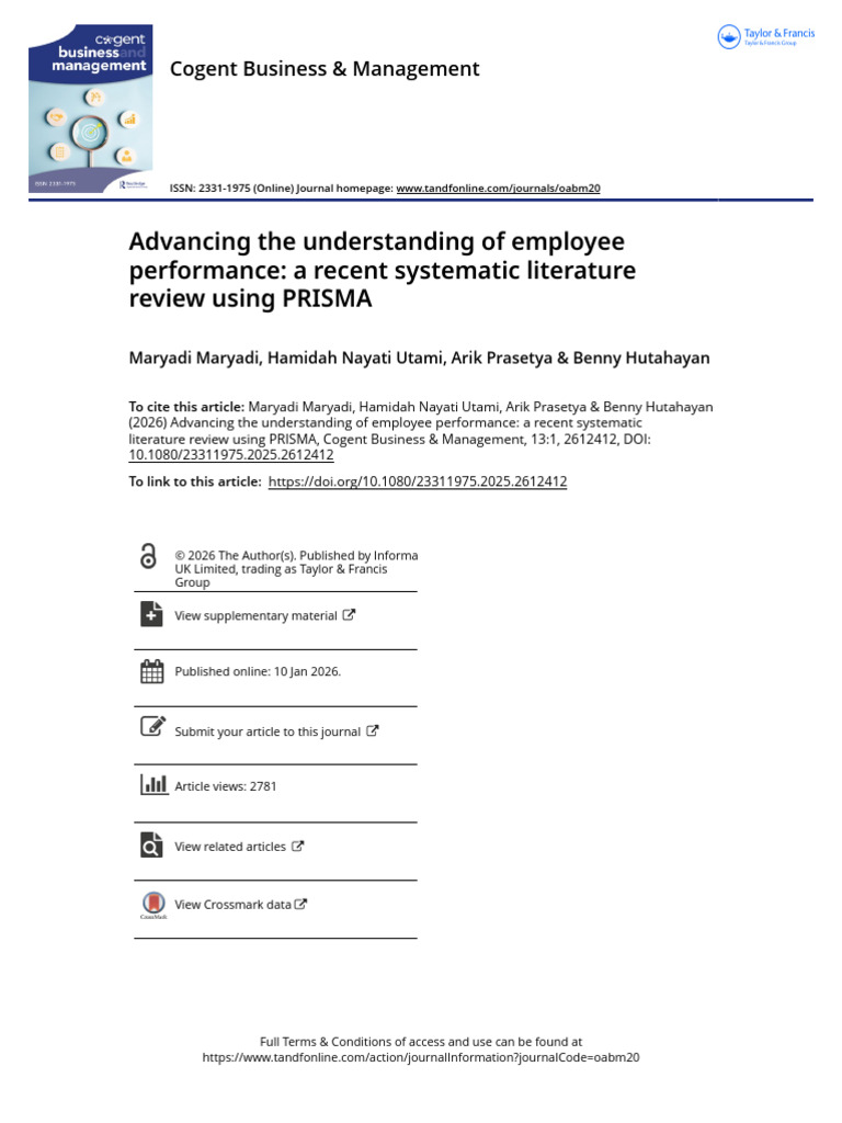 Advancing The Understanding of Employee Performance A Recent Systematic ...