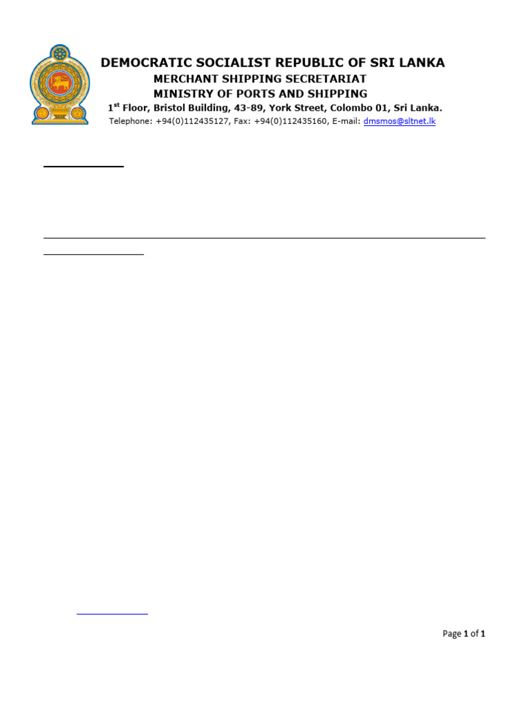 MSN 03 2018 Statutory Certificates SL Coastal Vessels | PDF