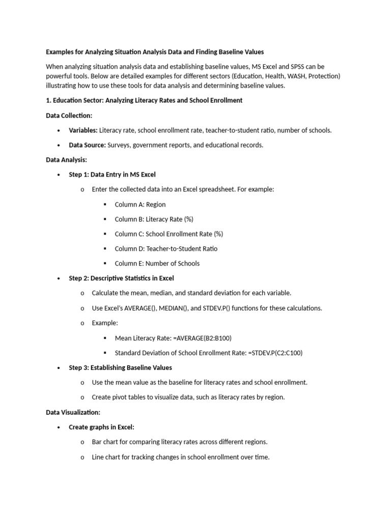 Examples for Analyzing Situation Analysis Data and Finding Baseline ...