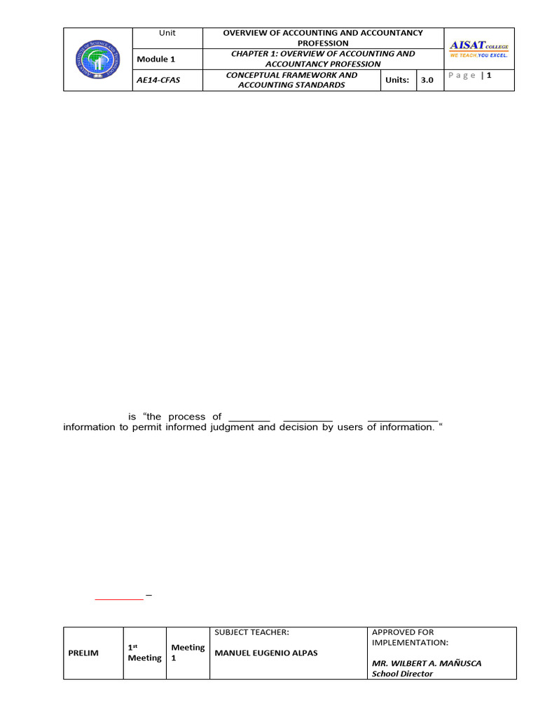 Mea Module 1 Ae14 Cfas | PDF | International Financial Reporting ...