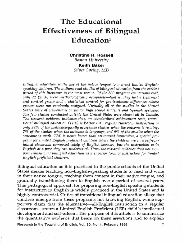 4. the Educational Efectiveness of Bilingual Education | PDF | English ...