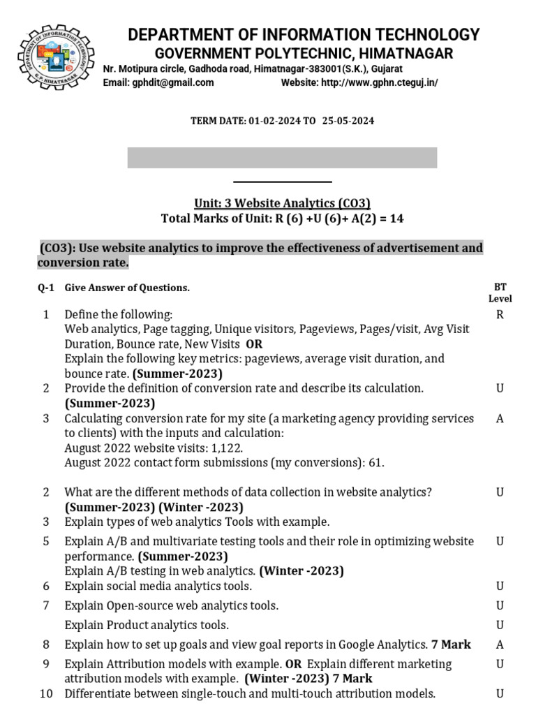 Edm Unit 3 Assignment 3 2023 24 | PDF | Analytics | Data Management