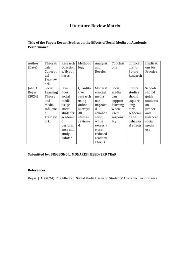 Literature Review Matrix New (1) | PDF