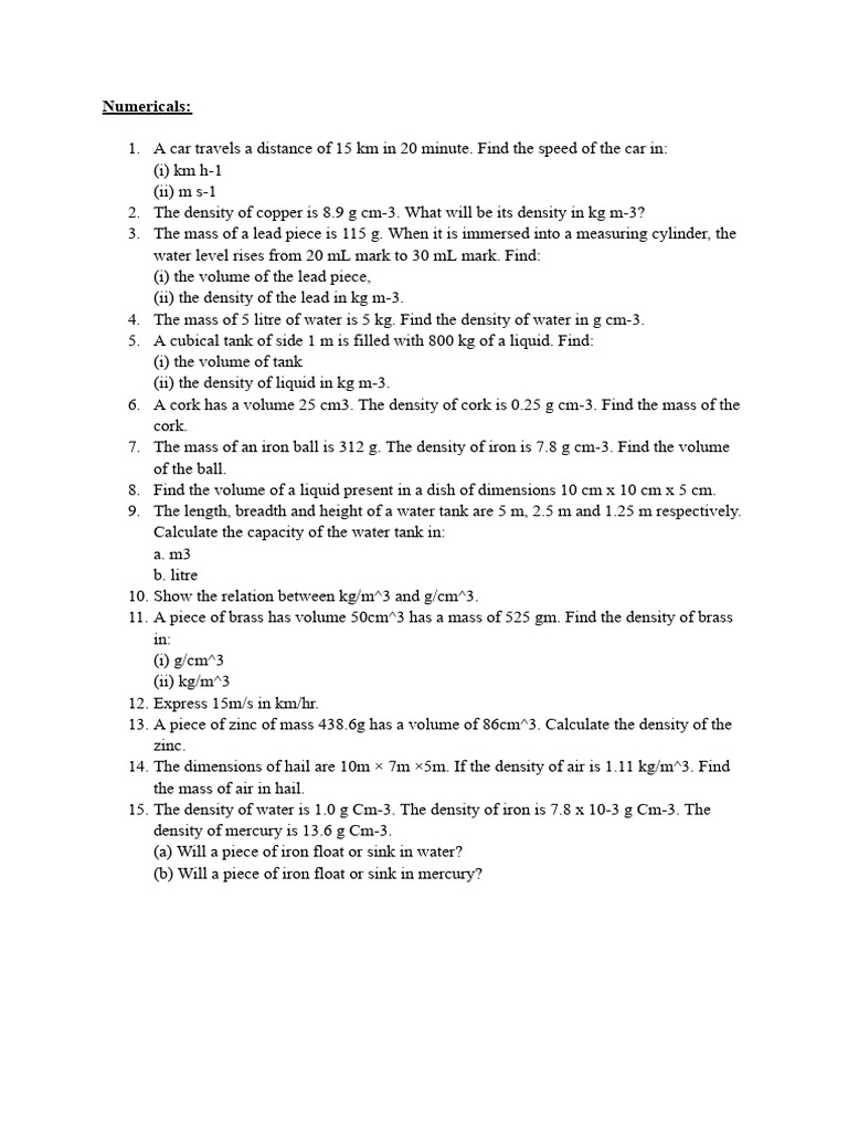Physics Homework Class 7 | PDF