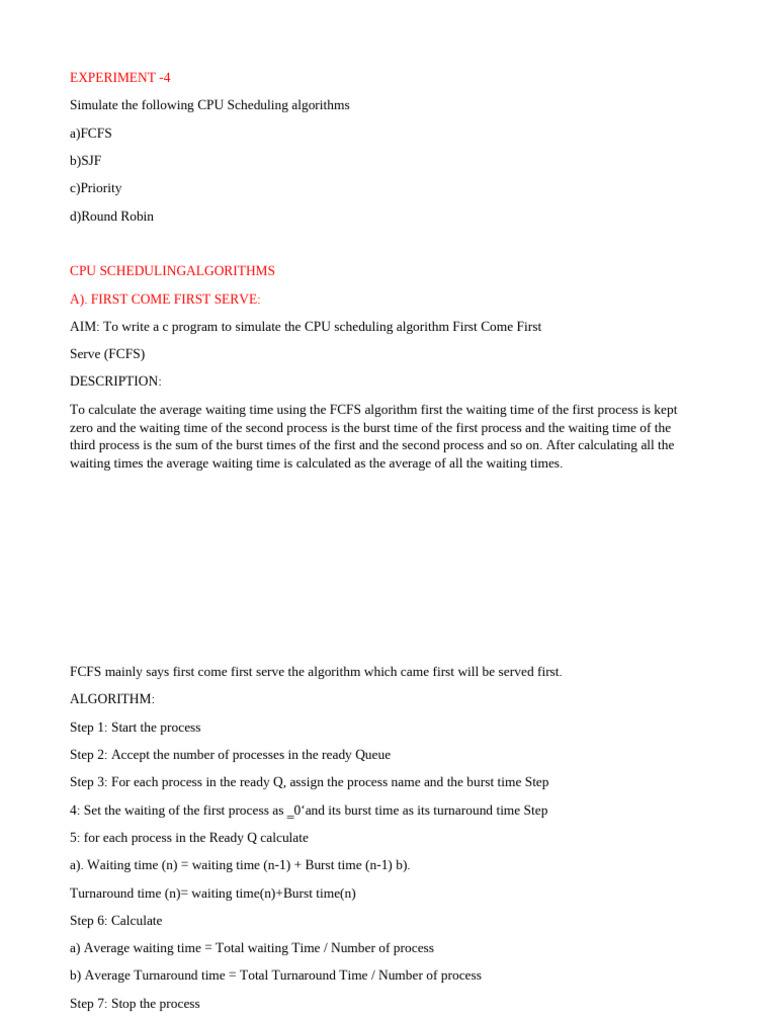 Experiment 4 | PDF | Scheduling (Computing) | Algorithms And Data ...