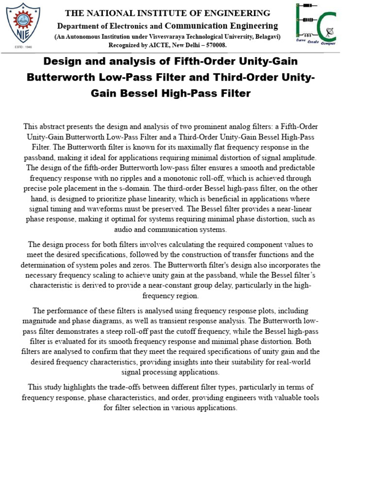 Lic Abstract | PDF | Low Pass Filter | Filter (Signal Processing)