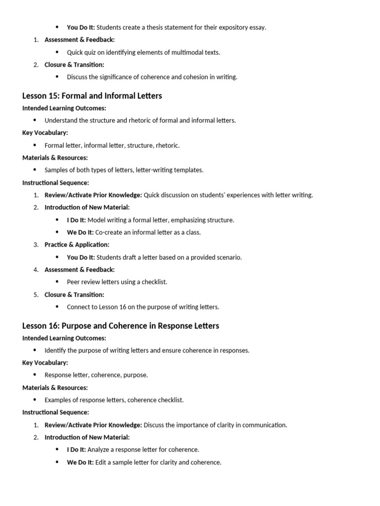 Unit 4 Lesson Plan in English Part 2 | PDF | Behavior Modification ...