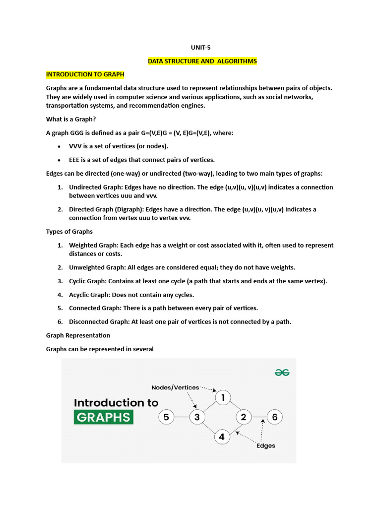 Unit-5 Data Structure - Copy | PDF | Vertex (Graph Theory) | Graph Theory
