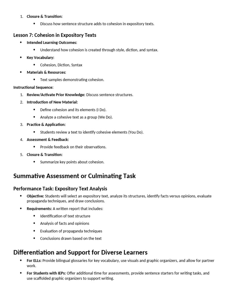 Unit 3 Lesson Plan Part 3 | PDF | Educational Assessment | Cognition