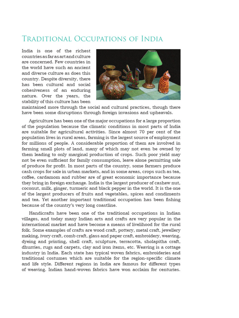 Traditional Occupations of India | PDF | Agriculture | Weaving
