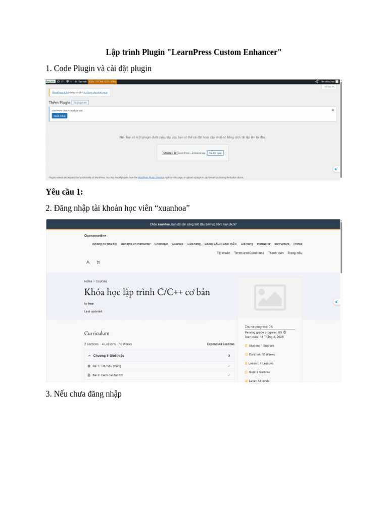 Lập trình Plugin LearnPress Custom Enhancer | PDF