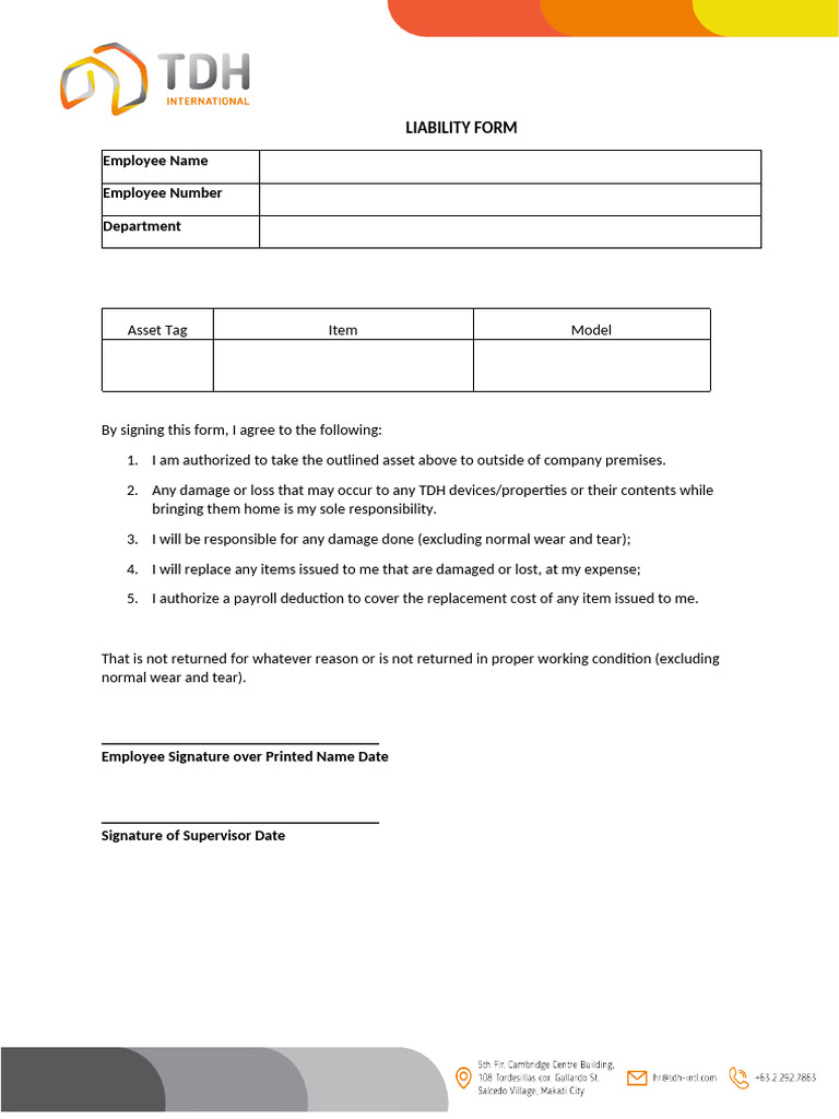 Liability Form | PDF