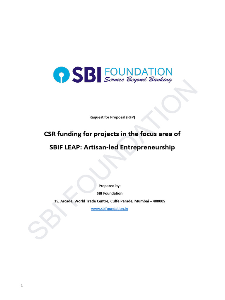 SBI Foundation, Under Its Livelihood & Entrepreneurship Flagship ...