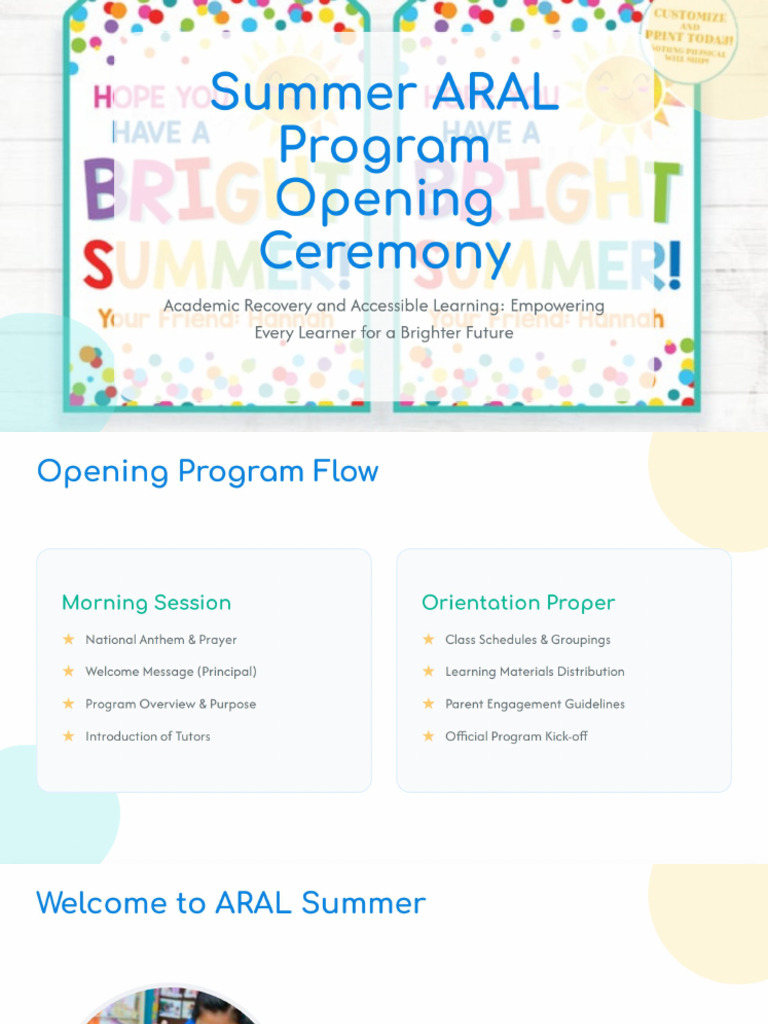 Summer ARAL Program Opening | PDF