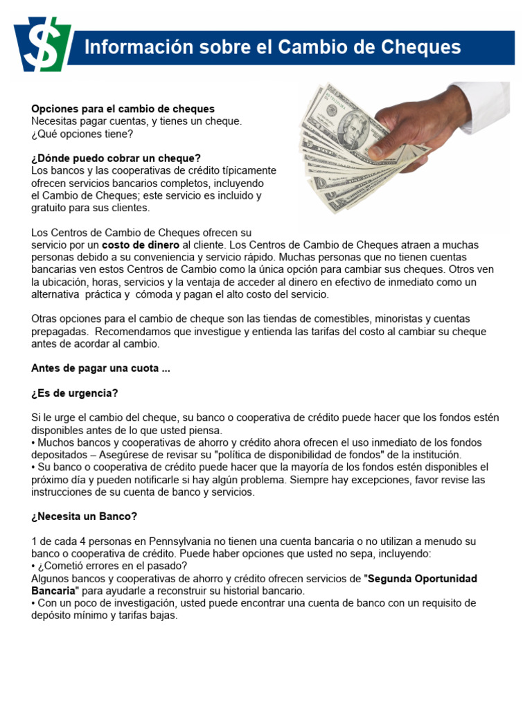 Spanish Check Cashing | PDF | Bancos | Cheque