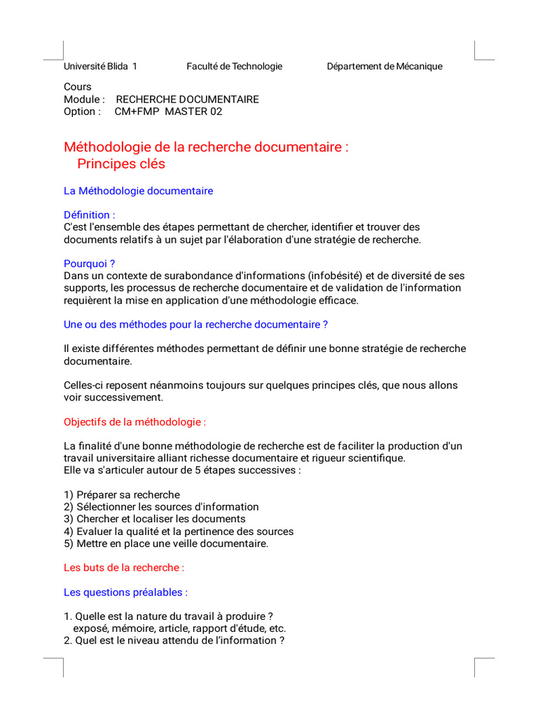 Cours Recherche Documantaire 3 | PDF | Document | Recherche d'information