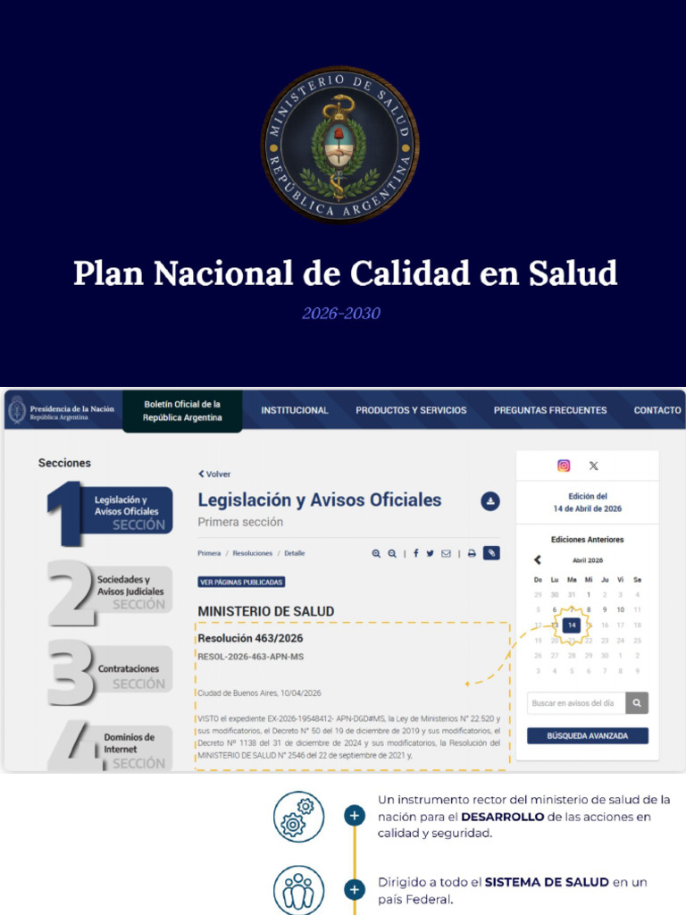 Presentación Plan Nacional de Calidad en Salud 2026-2030 | PDF