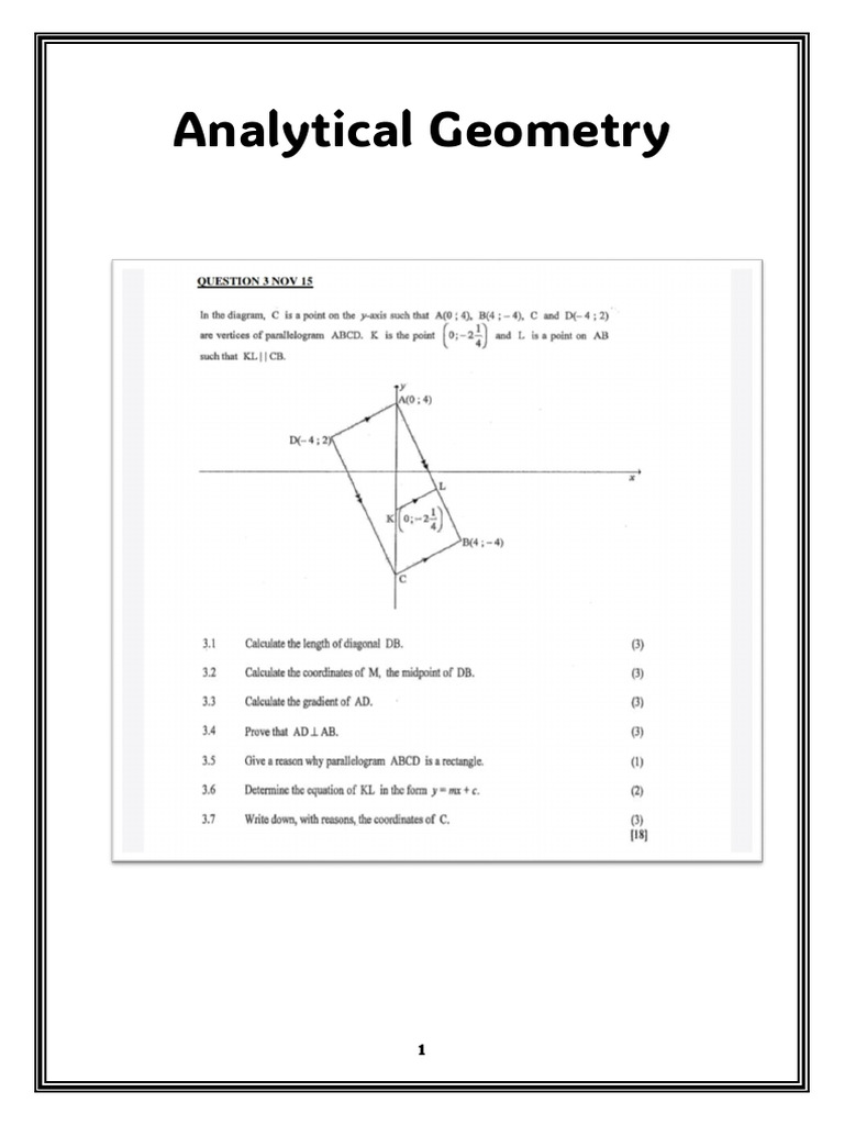 Analytical Geometry 1 | PDF