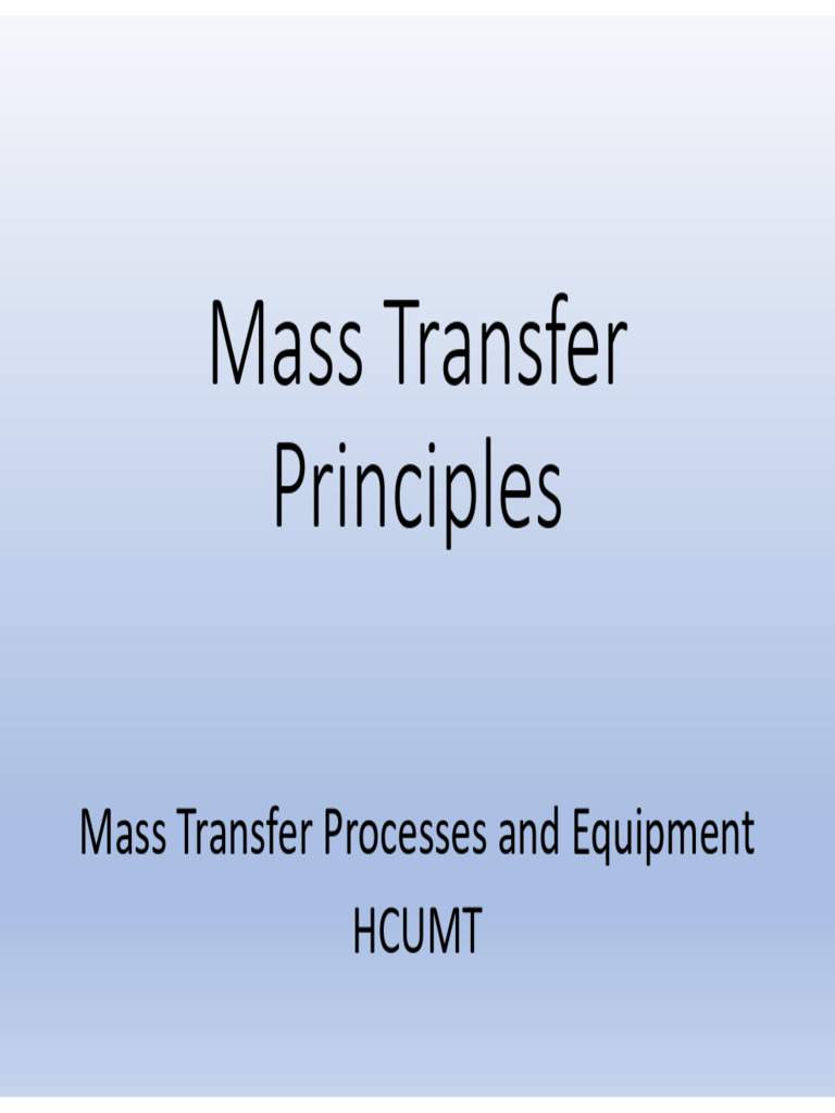 2026_W2_Mass Transfer Principles Single Phase | PDF