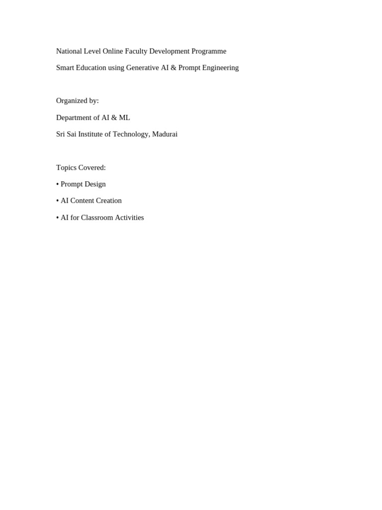 Generative AI FDP 2025 | PDF