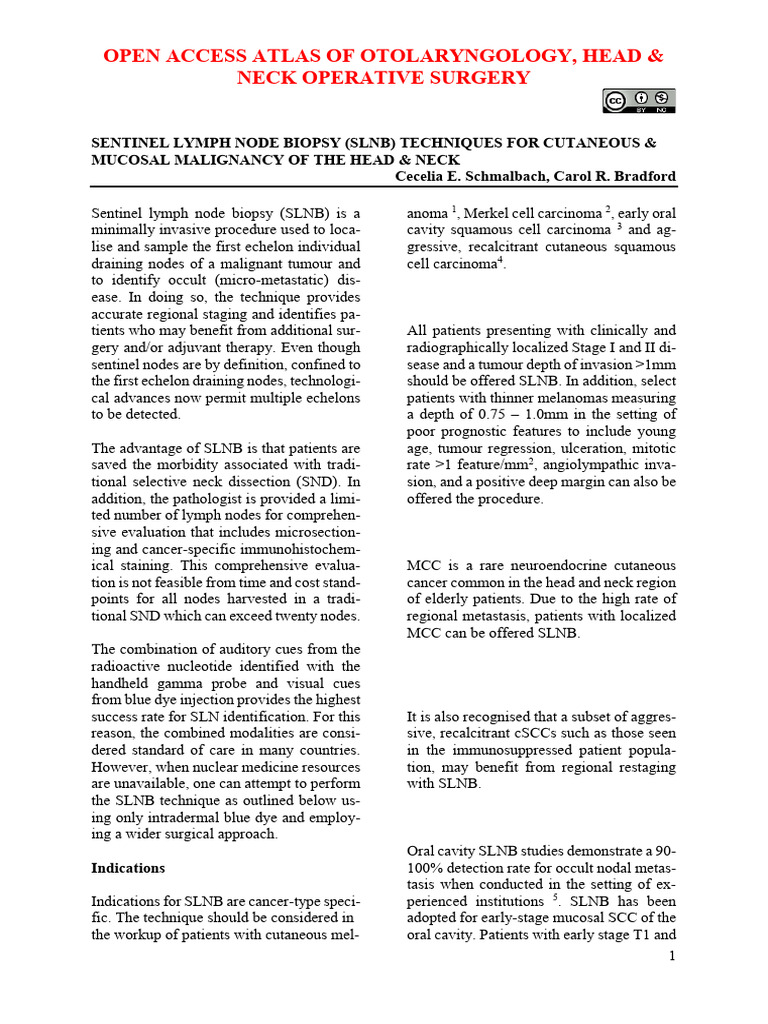 Sentinel Lymph Node Biopsy _SLNB_ Techniques for Cutaneous and Mucosal ...