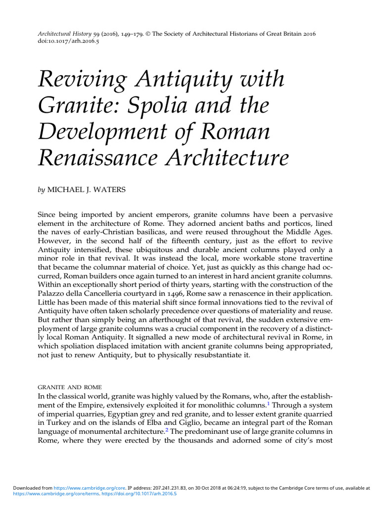 Granite Spolia in Rome | PDF | Column | Rome