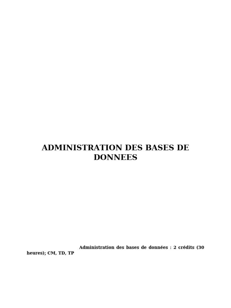 Administration Des Bases de Données | PDF | Bases de données | MySQL
