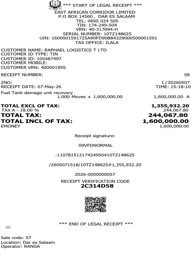 Fuel Tank - EFD Receipt | PDF