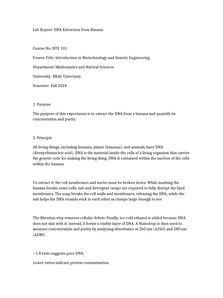 DNA Extraction Lab Report | PDF | Precipitation (Chemistry) | Cell ...