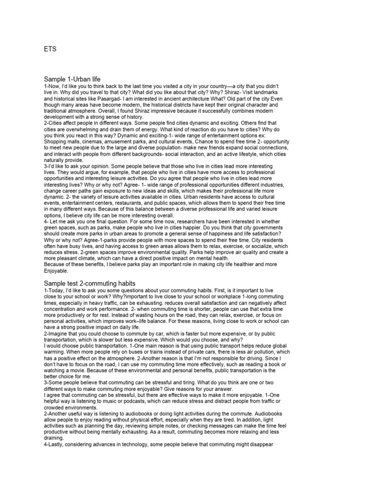 ETS Speaking Samples | PDF | Physical Fitness | Diet & Nutrition