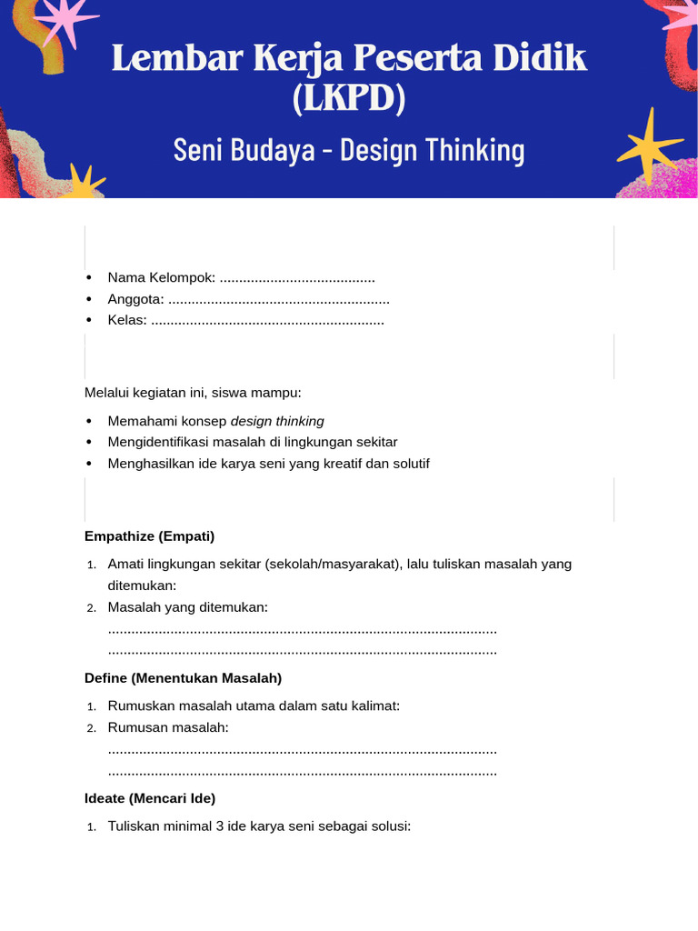 LKPD Design Thinking | PDF