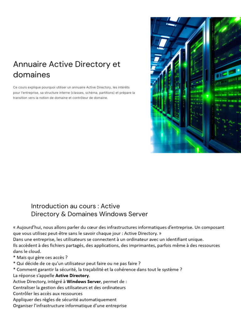 1 - Administration Windows Server Et Securite | PDF | Active Directory ...