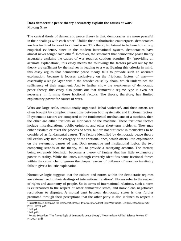 Does Democratic Peace Theory Accurately Explain Th | PDF | Communism ...