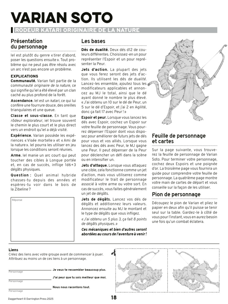 Fiche de Personnage Rodeur Daggerhearth | PDF