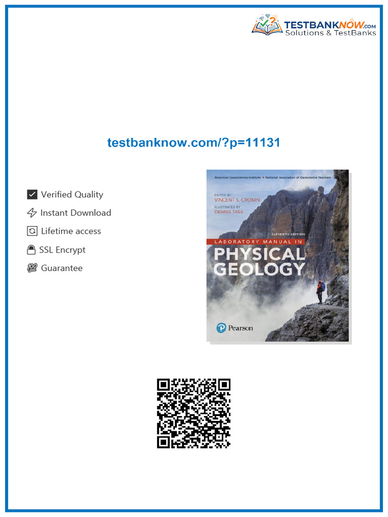Solution Manual for Laboratory Manual in Physical Geology 11th by ...