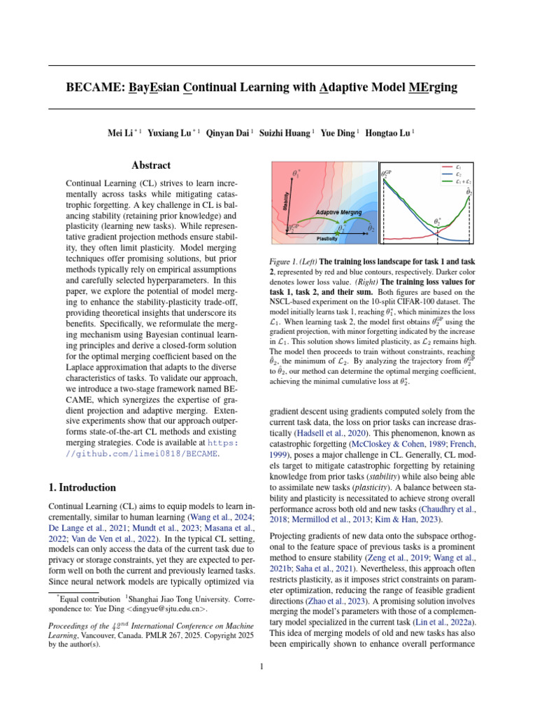 2025 ICML BECAME Bayesian Continual L | PDF | Machine Learning ...