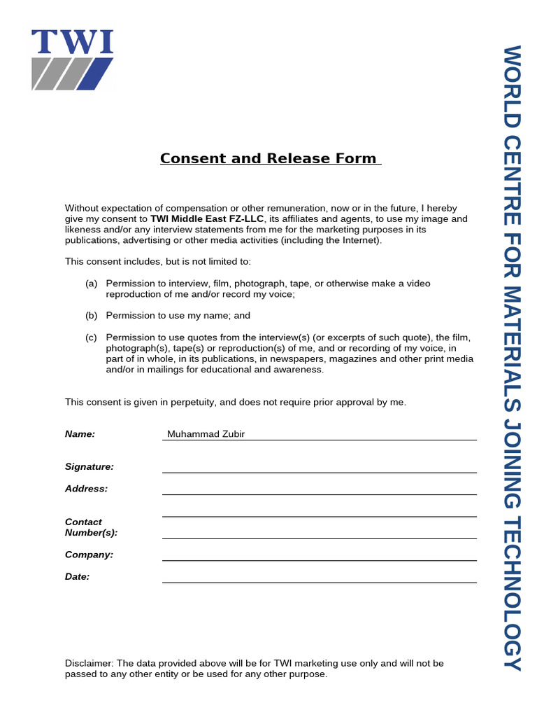 TWI Consent Form | PDF