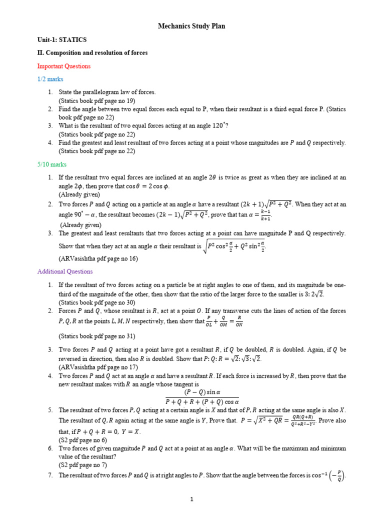Study Plan | PDF | Force | Friction