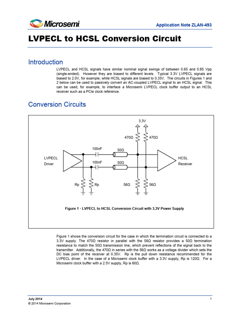 ZLAN-493 LVPECL to HCSL Conversion Circuit | PDF | Electrical Network ...