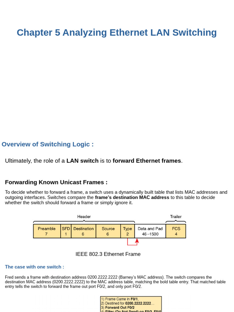 Chapter5 Analyzing Ethernet LAN Switching | PDF