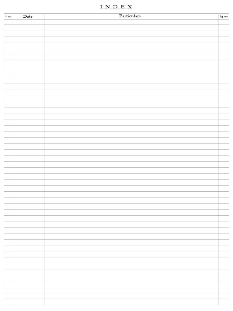 P - Index for Working Notes | PDF