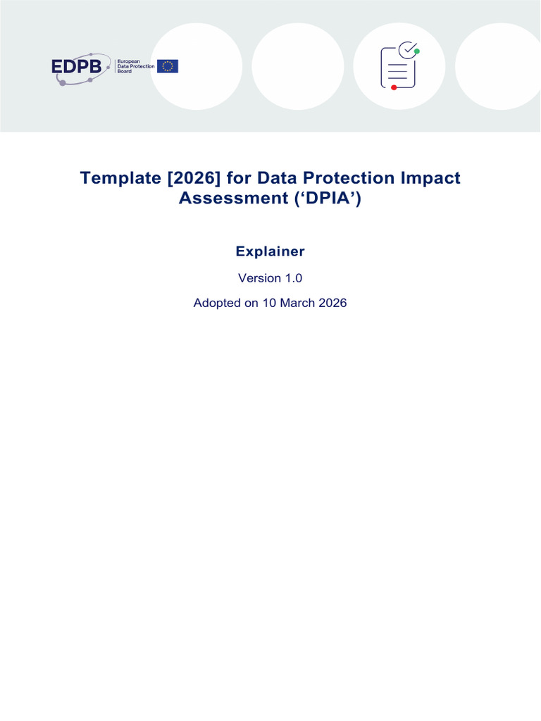 Edpb Dpia Template Explainer 2026 v1 En | PDF | Risk | Risk Assessment