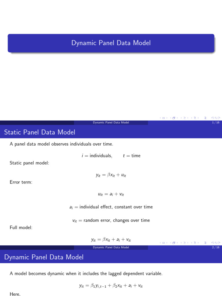 Dynamic Panel | PDF | Fixed Effects Model | Ordinary Least Squares